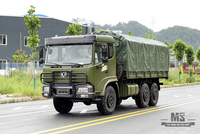 Dongfeng 210hp Six wheel Drive Cargo Truck_6*6 Army Green Flathead Head Transport Truck With Tarpaulin Pole Bumper Coversion Manufacturer_Dongfeng 6WD Export Special Vehicle