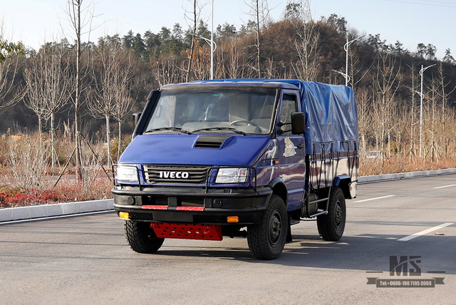 Blue Four-wheel Drive IVECO Off Road Truck_4*4 113hp Short Head Single Row Micro Light Truck With Tarpaulin Pole_Export Special Vehicle