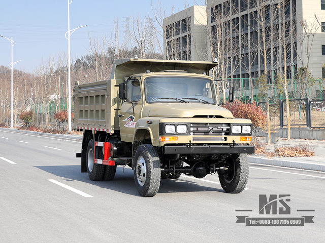 Camel Grey Four wheel Drive 170hp Dump Truck_Dongfeng 4*4 Tipper Truck Pointed Head Single Row Mining Trucks For Sale_Export Special Vehicle