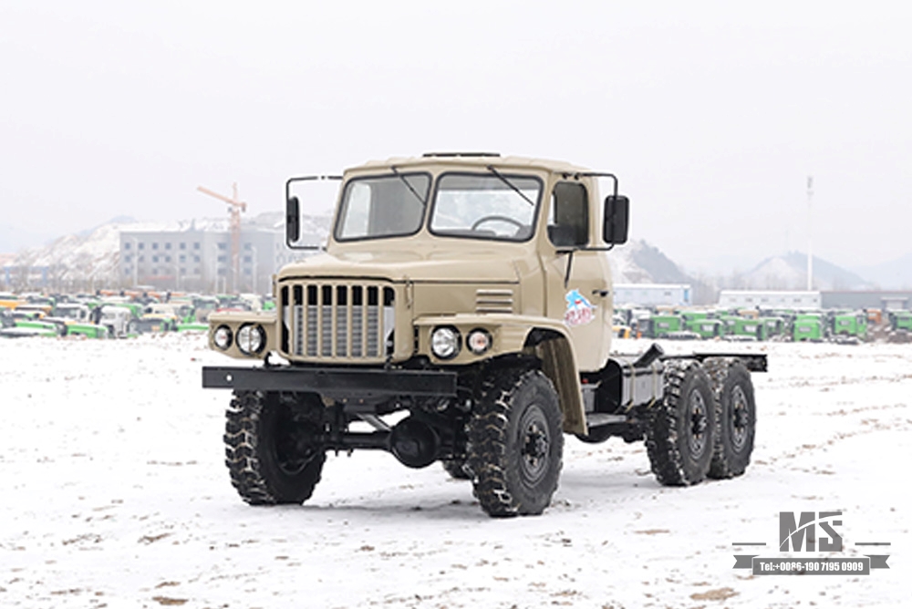 Camel Grey Dongfeng Six-wheel Drive EQ2082 Chassis_ 170 hp EQ2082 Double Glass Off-road 6WD Truck Chassis_240 Transport Truck Chassis_6×6 Truck Export Special Chassis