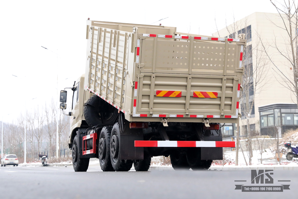 6×6 Camel Grey Dongfeng Six Wheel Drive Dump Truck_Flat Head Cargo Box Baffle Heightened Tipper Truck Conversion Factory_Export Special Vehicle