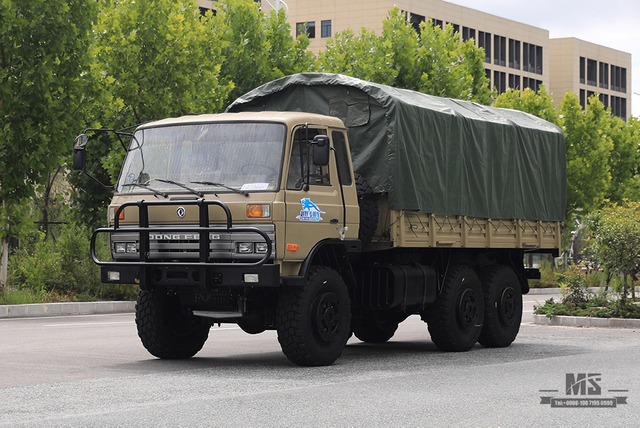 Dongfeng Six wheel Drive Camel Gray EQ2102 Off-road Truck_190 HP Three-axle Camel Gray Cargo Truck With Tarpaulin poles_All-wheel drive Export Special Purpose Vehicle