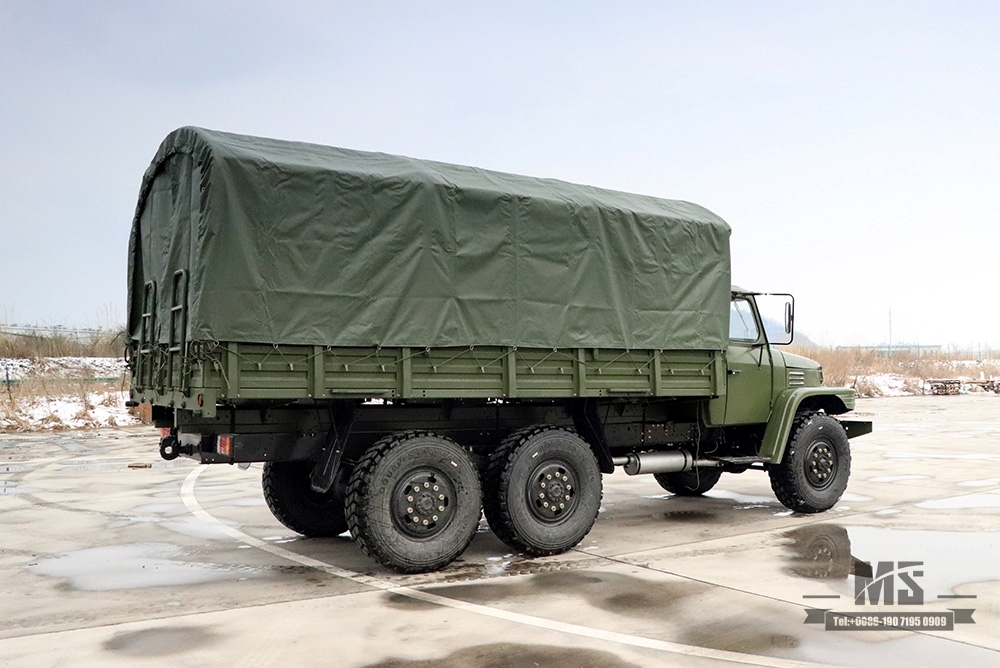 Dongfeng Six wheel Drive EQ2100 Off-road Truck_6*6 3.5 T Classic Army Green Long Head Truck With Tarpaulin Pole for sale_Dongfeng 245 Diesel Troop Carrier Export Special Vehicle 