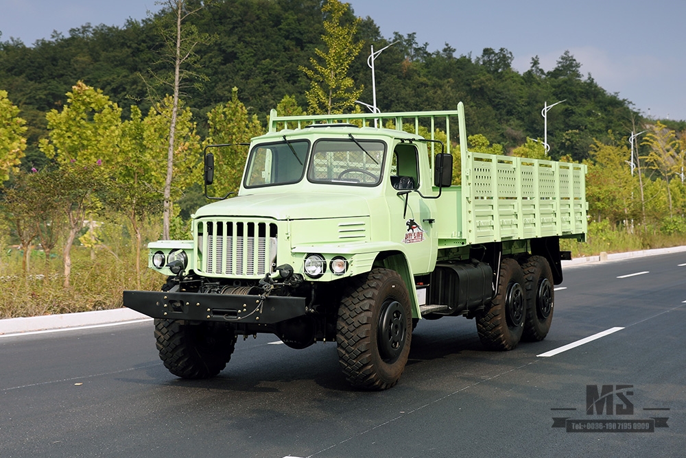 Mint Green Dongfeng Six Wheel Drive Off Road Truck_190hp Dongfeng EQ2100 Single Row Pointed Head AWD Transportation Vehicle_Export Special Purpose Vehicle 