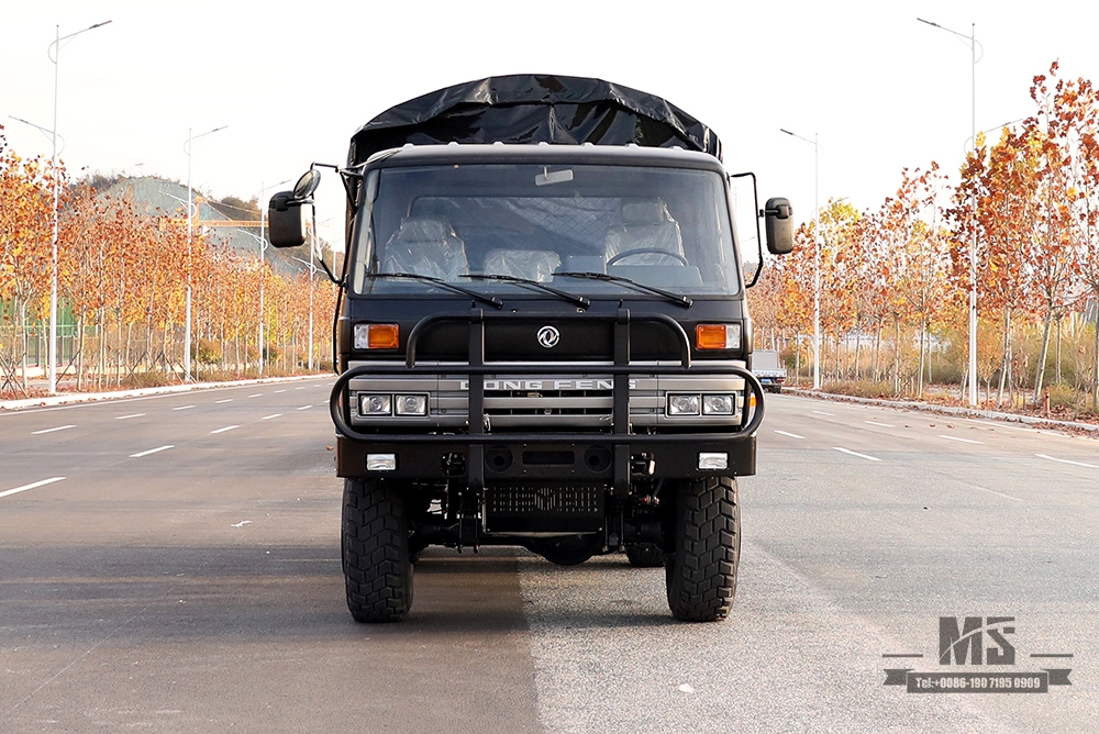 Dongfeng Six wheel Drive EQ2102 Off-road Truck_190 HP Three-axle Black Cargo Truck With Tarpaulin poles_All-wheel drive EQ2102G Export Special Purpose Vehicle
