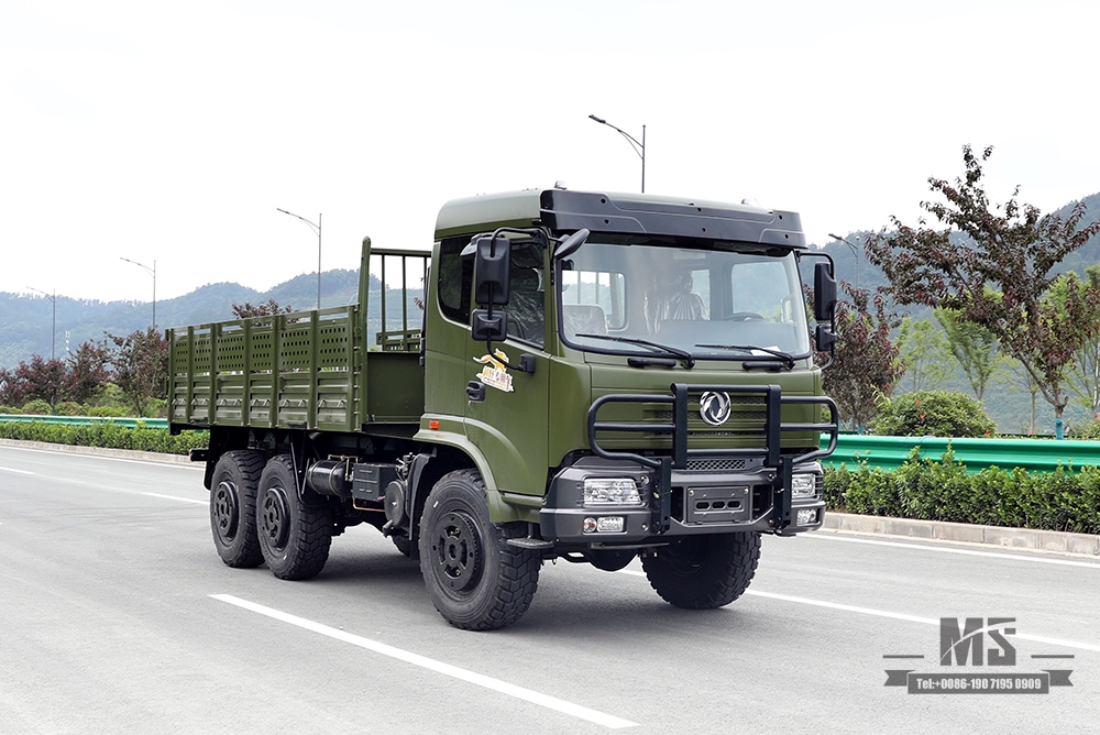210hp Dongfeng Six wheel Drive Cargo Truck for Sale_6*6 Army Green Flathead Head Transport Truck With Bumper Coversion Manufacturer_Dongfeng 6WD Export Special Vehicle