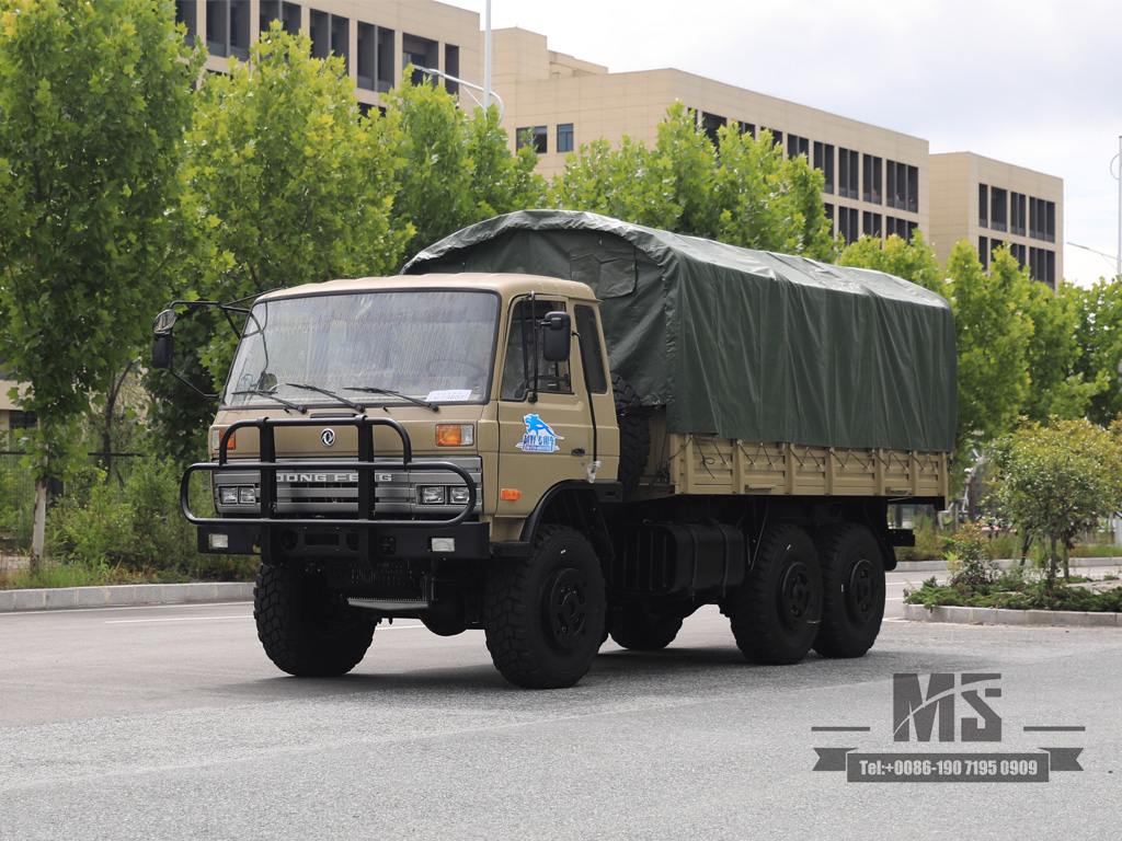 Dongfeng Six wheel Drive Camel Gray EQ2102 Off-road Truck made in china 190 HP Three-axle Camel Gray Cargo Truck With Tarpaulin poles