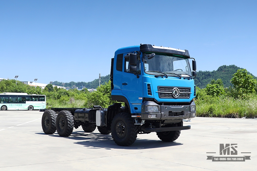 340hp Dongfeng Six Wheel DriveTruck Chassis_Dongfeng 6*6 Flat Head Cargo Truck Chassis With Brake Water Cooling Tank _Export Special Chassis