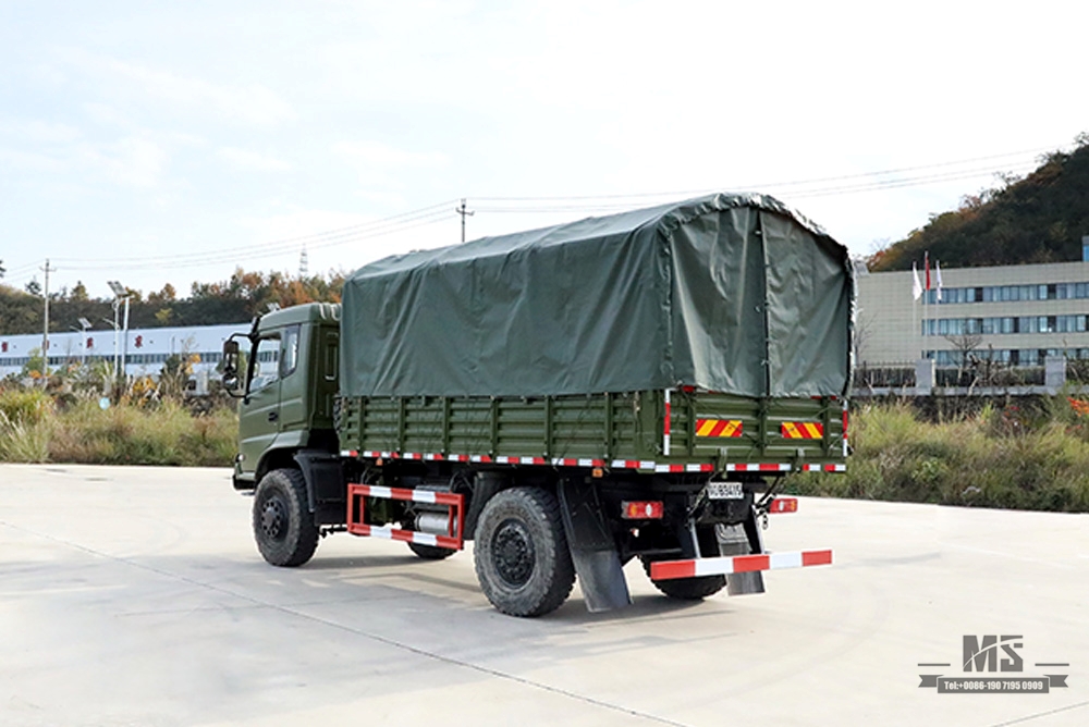 210 hp Dongfeng Four Wheel Drive Off Road Dump Truck_4×4 Flathead Row Half Tipper Truck With Tarpaulin Pole_Dongfeng 4*4 Export Special Vehicle