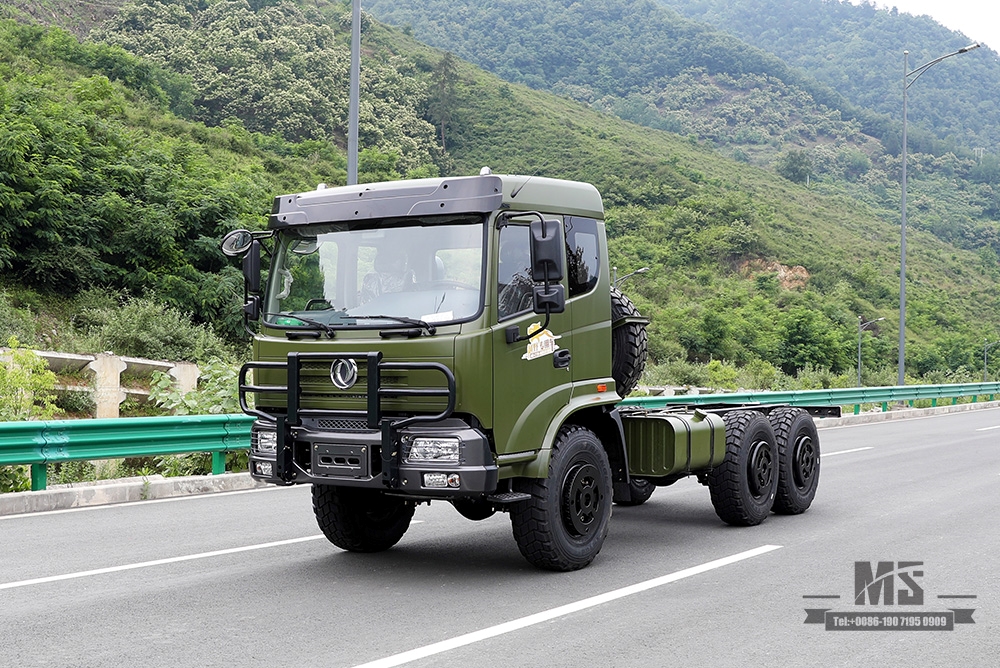 210hp Dongfeng Six wheel Drive Chassis for Sale_6*6 Army Green Flathead Head Truck Chassis Coversion Manufacturer_Dongfeng Export Special Vehicle Chassis