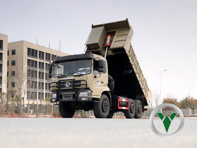 6x6 Off-Road Lowbed Dump Truck | Heavy-Duty Flat-Front Cab Tipper for Export