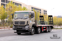 Dongfeng four-axle flatbed excavator truck_8*4 with tail climber 7m6 flatbed truck_export special logistics storage container trucks