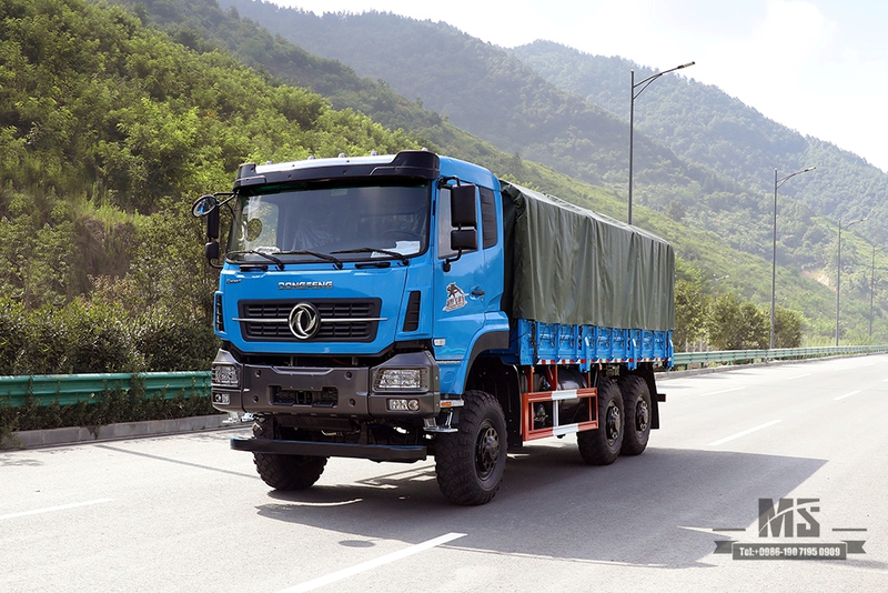 Dongfeng Six Wheel Drive Transportation Truck_340hp Dongfeng 6*6 Flat Head Cargo Truck With Canopy pole Brake Water Cooling Tank Long Distance Truck_Export Special Vehicle