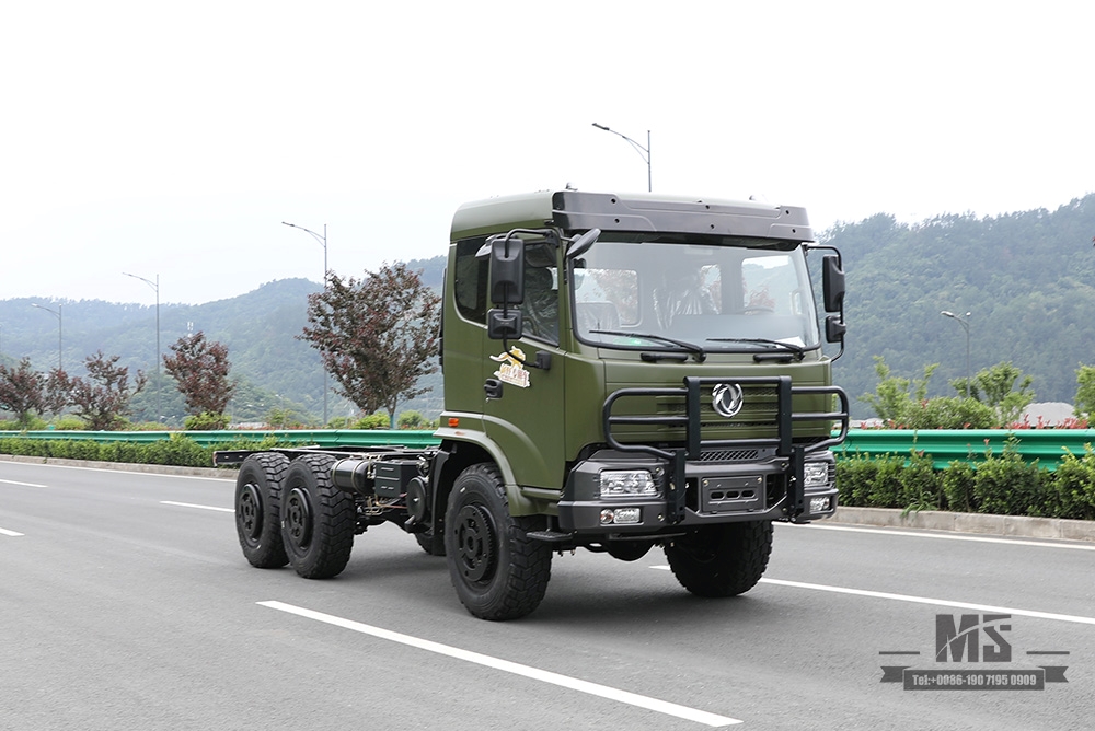 210hp Dongfeng Six wheel Drive Chassis for Sale_6*6 Army Green Flathead Head Truck Chassis Coversion Manufacturer_Dongfeng Export Special Vehicle Chassis