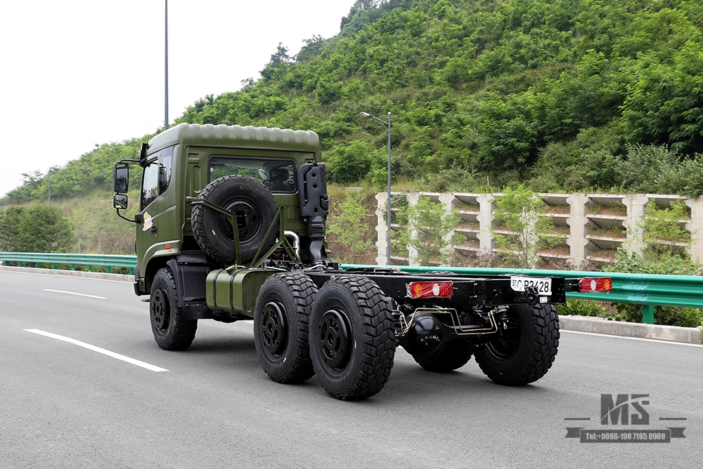 210hp Dongfeng Six wheel Drive Chassis for Sale_6*6 Army Green Flathead Head Truck Chassis Coversion Manufacturer_Dongfeng Export Special Vehicle Chassis