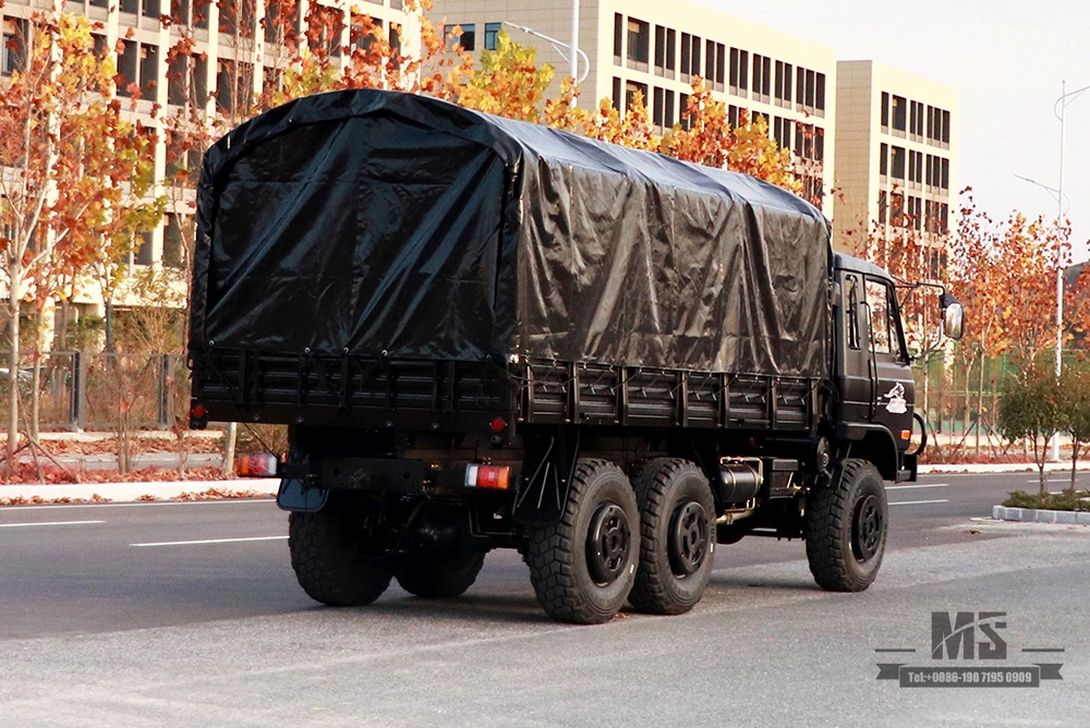 Dongfeng Six wheel Drive EQ2102 Off-road Truck_190 HP Three-axle Black Cargo Truck With Tarpaulin poles_All-wheel drive EQ2102G Export Special Purpose Vehicle
