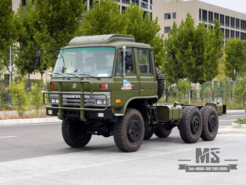 190hp Dongfeng EQ2102 Six Wheel Drive Chassis_6×6 EQ246 153 Double Row Cab Army Green Truck Chassis