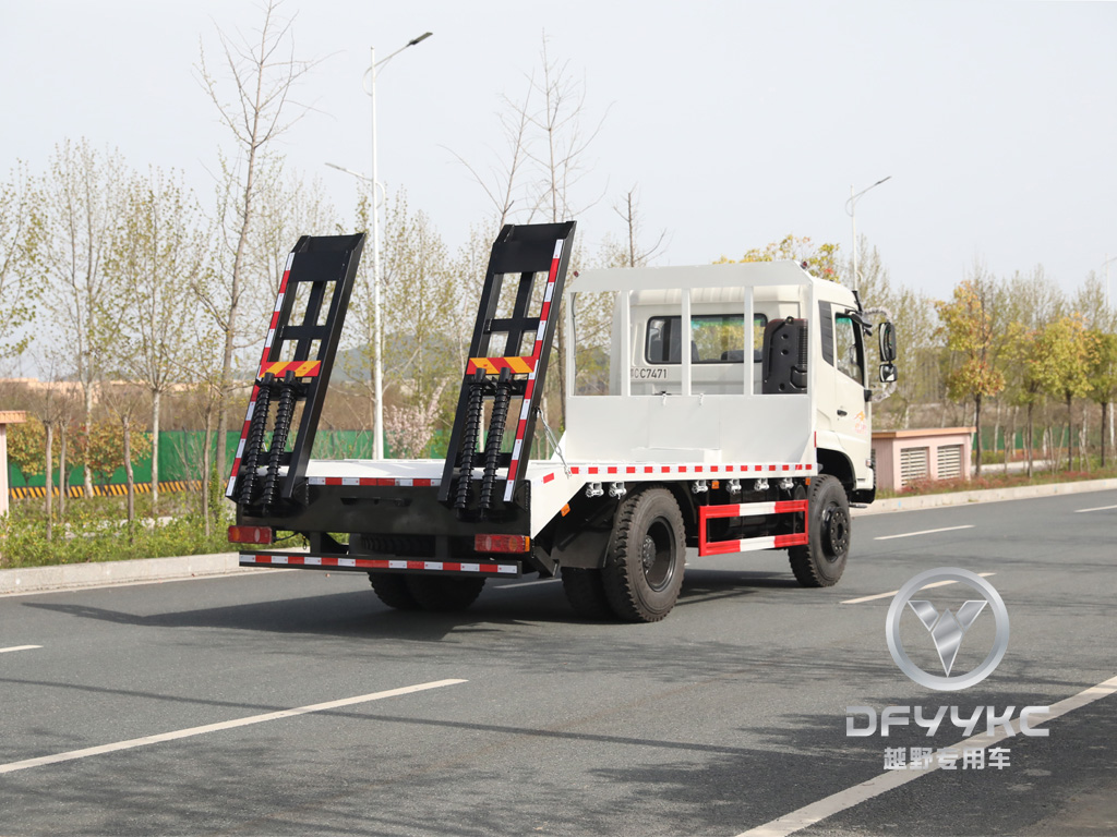Dongfeng Flat-topped Semi-cab | Excavator Transport Vehicle | Excavator Towing Flatbed Truck Hook Machine Board | Hydraulic Ladder Truck Tandem Trailer | 