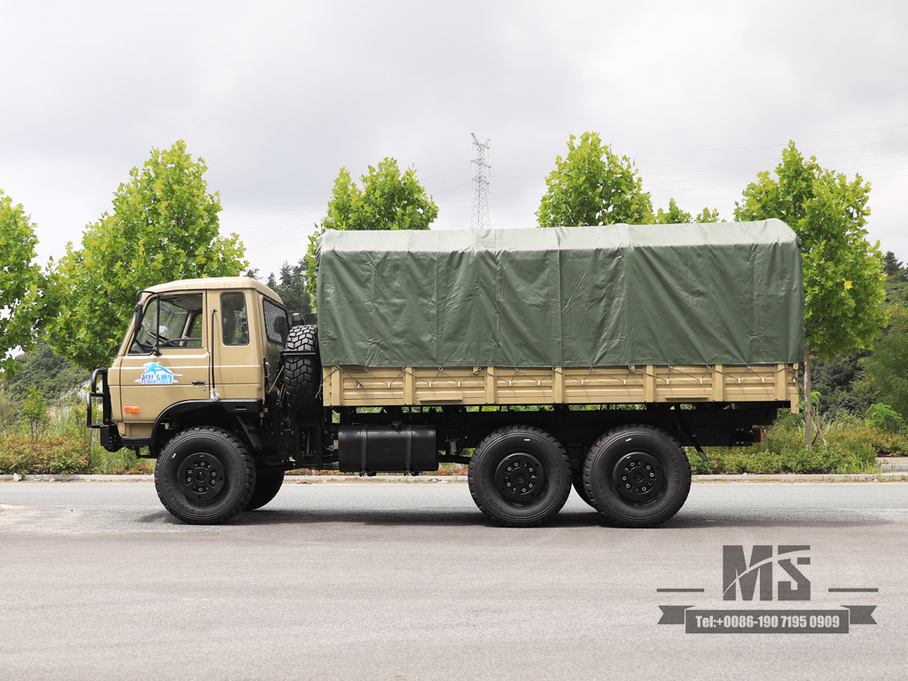 Dongfeng Six wheel Drive Camel Gray EQ2102 Off-road Truck made in china 190 HP Three-axle Camel Gray Cargo Truck With Tarpaulin poles