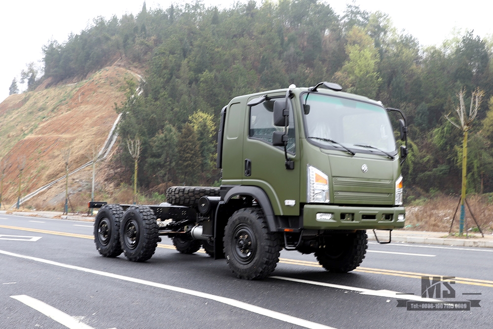 6*6 Dongfeng EQ2082 Chassis_ 6WD Army Green Flathead Chassis "Bobcat" Six Wheel Drive Chassis Configuration_Export Special Truck Chassis