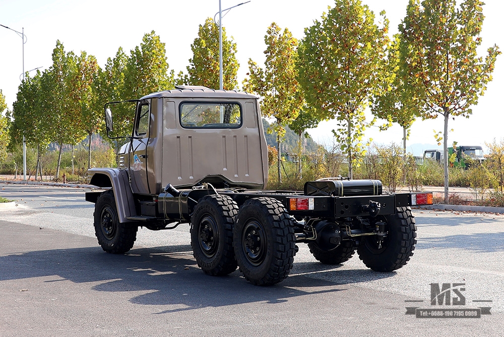 170 hp Champagne Gold EQ2082 Chassis_Dongfeng six-wheel drive off-road truck chassis_Double glass 240 transport vehicle_6×6 pointed 25Y truck export special chassis