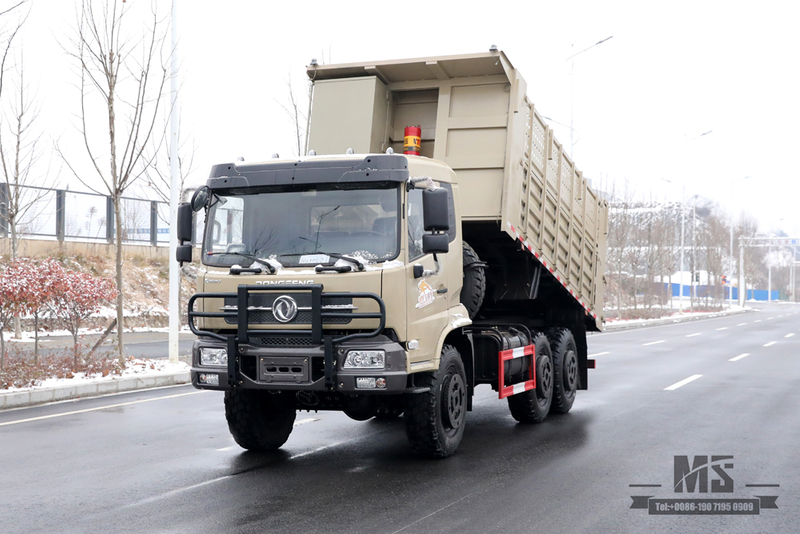 6×6 Camel Grey Dongfeng Six Wheel Drive Dump Truck_Flat Head Cargo Box Baffle Heightened Tipper Truck Conversion Factory_Export Special Vehicle