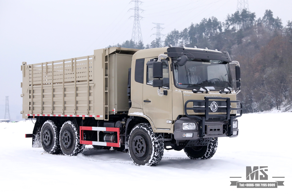 6×6 Dongfeng Six Wheel Drive Dump Truck_Flat Head Cargo Box Baffle Heightened Tipper Truck 6*6 Off Road Transportation Truck_Export Special Vehicle