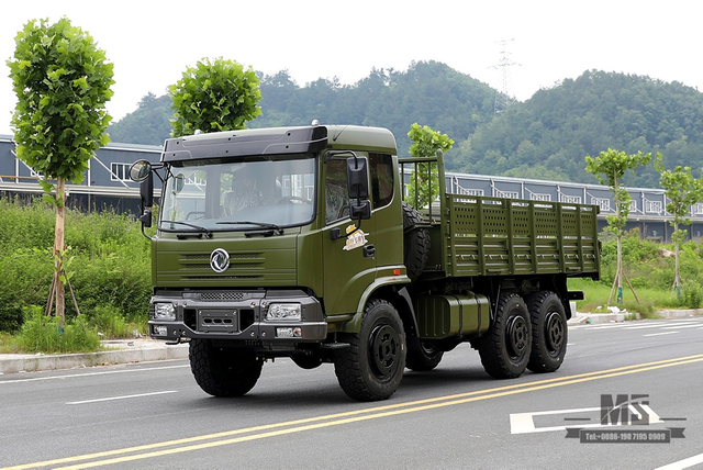 210hp Dongfeng Six wheel Drive Cargo Truck for Sale_6*6 Army Green Flathead Head Transport Truck Manufacturer_Dongfeng 6WD Export Special Vehicle Factory