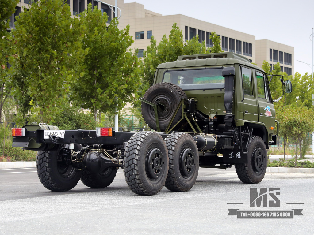 190hp Dongfeng EQ2102 Six Wheel Drive Chassis_6×6 EQ246 153 Double Row Cab Army Green Truck Chassis