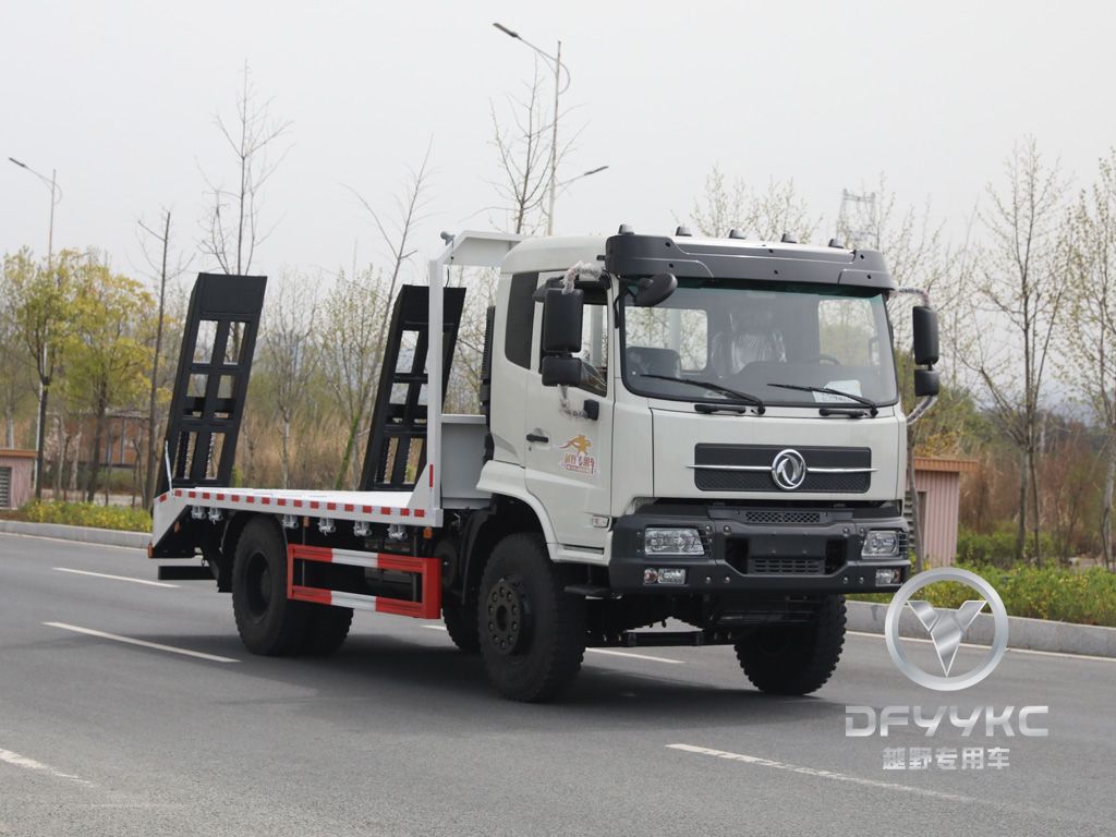 Dongfeng Flat-topped Semi-cab | Excavator Transport Vehicle | Excavator Towing Flatbed Truck Hook Machine Board | Hydraulic Ladder Truck Tandem Trailer | 