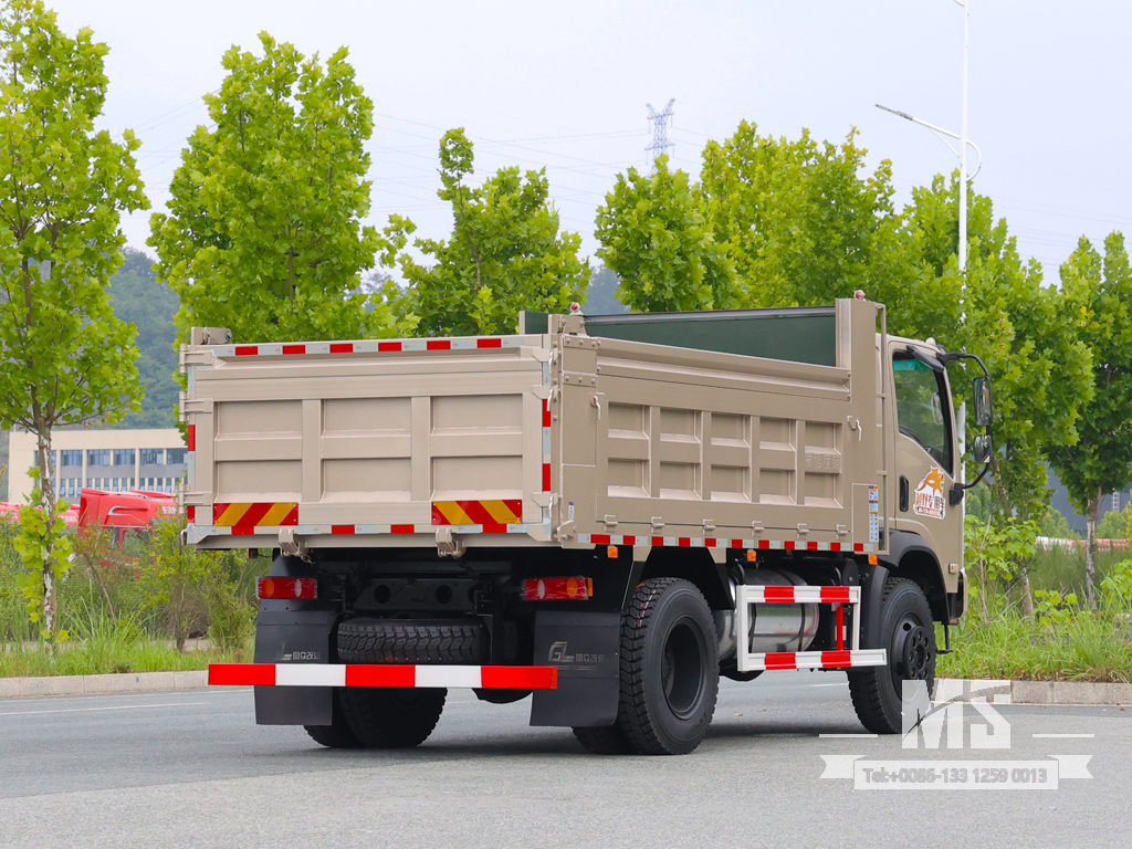 Dongfeng 10 Ton Four-wheel-drive Flat-nose Light Brown Dump Truck (170 HP) | Special Export Trucks 