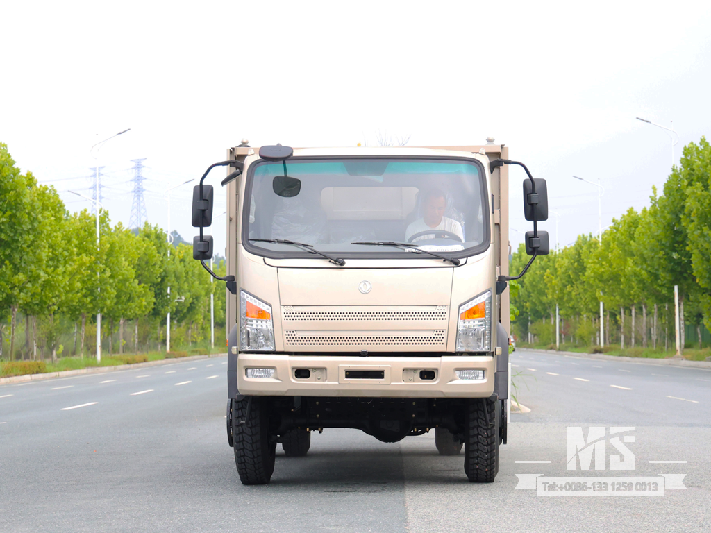 Dongfeng 10 Ton Four-wheel-drive Flat-nose Light Brown Dump Truck (170 HP) | Special Export Trucks 
